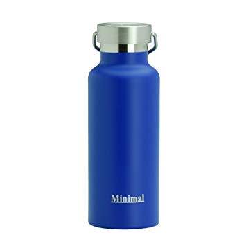 Minimal Stainless Steel Double Wall Vacuum Insulated Water Flask, Stainless Steel Cap, Large Soft Touch Handle, Leak Proof