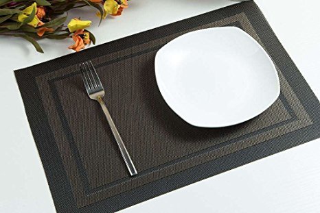 Placemats, Heat-resistant Placemats PVC Placemats Woven Vinyl Placemats Stain Resistant Anti-skid Non-slip Table Mats,Set of 4