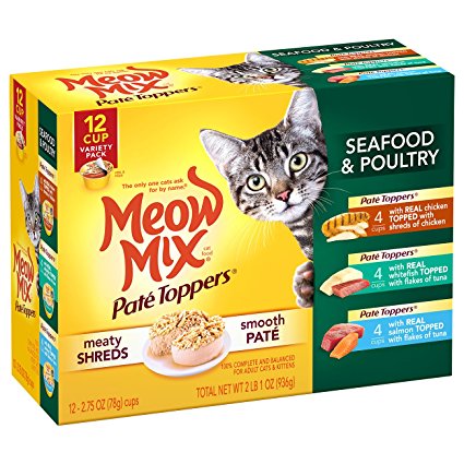 Meow Mix Pate Toppers Seafood and Poultry Variety Pack Wet Cat Food