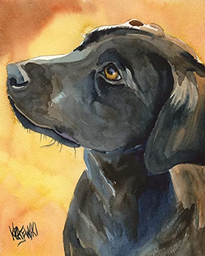 Black Labrador Retriever Art Print | Black Lab Gifts | From Original Painting by Ron Krajewski | Hand Signed Artwork in 8x10” and 11x14” Sizes
