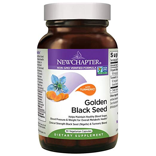 New Chapter Black Seed Oil - Golden Black Seed   Turmeric for Healthy Mood   Healthy Blood Sugar   Healthy Weight - 30 ct Vegetarian Capsule