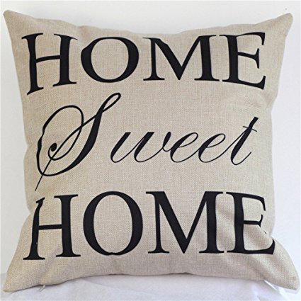 Akery Home Sweet Home Cotton Linen Throw Pillow Cases Decorative Cushion Covers, 18" x 18"