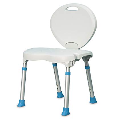 AquaSense Folding Bath and Shower Seat with Non-Slip Seat and Backrest, White