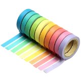 Marrywindix 10x Decorative Washi Rainbow Sticky Paper Masking Adhesive Tape Scrapbooking DIY