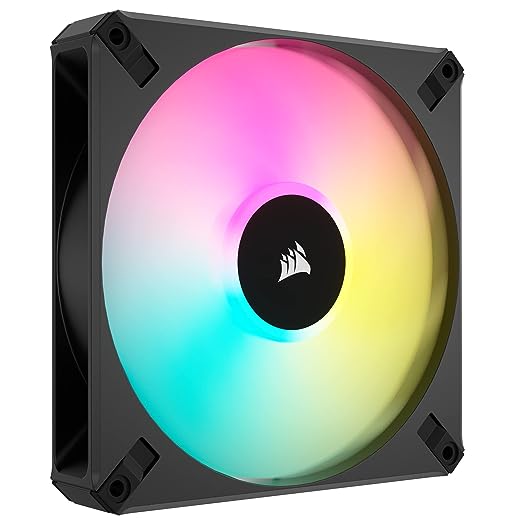 Corsair iCUE AF140 RGB Elite 140mm PWM Fan - Eight RGB LEDs - AirGuide Technology - Fluid Dynamic Bearing - Zero RPM Fan Mode - CORSAIR iCUE Software Compatible - Black