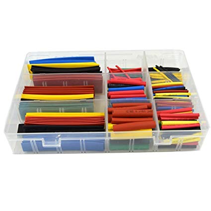 URBEST 328 Pcs Assorted Heat Shrink Tube 5 Colors 8 Sizes Tubing Wrap Sleeve Set Combo (328PCS)