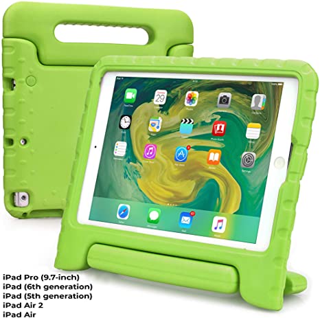 Cooper Dynamo [Rugged Kids Case] Protective Case for iPad Pro 9.7, iPad 5th, iPad 6th Generation, iPad Air 2, Air 1 | Child Proof Cover with Stand, Handle (Green)