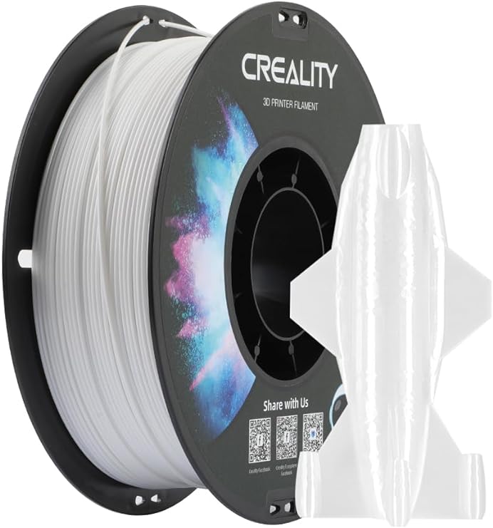 Creality PETG 3D Printer Filament 1.75mm, Excellent Toughness High Precision, Odorless Non-Toxic Moistureproof, 1kg(2.2lbs) Glossy PETG Filament for 3D Printer (White)