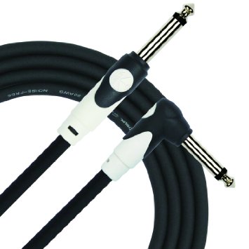 KIRLIN Cable LGI-202-10/BK 10-Feet Straight to Right Angle 1/4-Inch Plug LightGear Instrument Cable with Black PVC Jacket