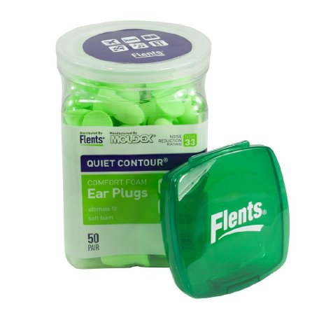 Flents Contour Ear Plugs - Soft Comfort 50 Pair with Flents Green Ear Plug Case
