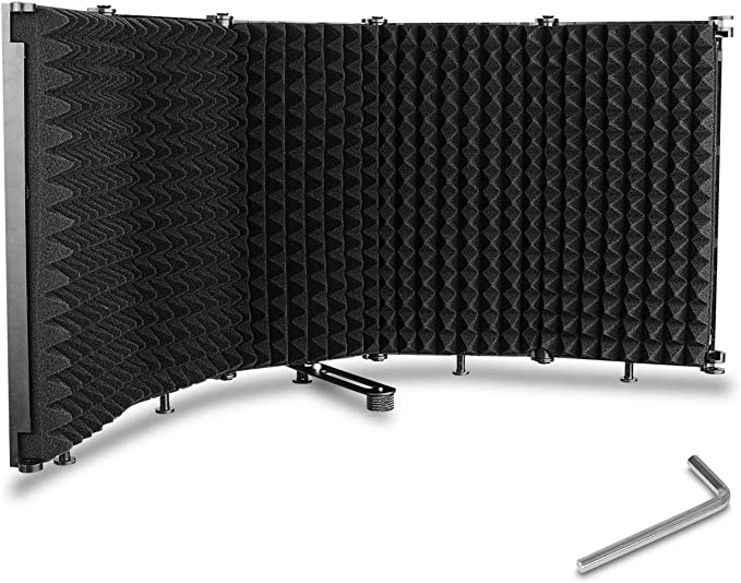 Depusheng 5 Panel Foldable Studio Microphone Isolation Shield Recording Sound Absorber Foam Panel