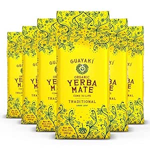 Guayakí Yerba Mate, Organic Traditional Unsweetened Loose Leaf, 16 Oz (Pack of 6), 40mg Natural Caffeine, Unsmoked, Smooth Energy & Focus