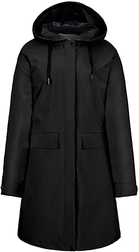 Wantdo Women's Rain Jacket Packable Lightweight Waterproof Spring Jacket Windproof Trench Coat