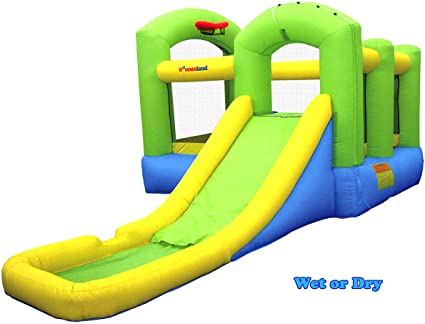 Bounceland Bounce 'N Splash Island Wet or Dry Inflatable Bouncer and Water Slide