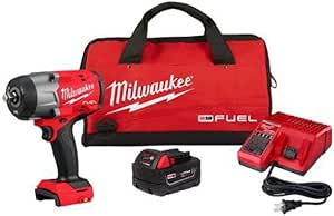 Milwaukee 2967-21B M18 FUEL 18V Lithium-Ion Brushless Cordless 1/2 in. Impact Wrench w/Friction Ring Kit w/One 5.0 Ah Battery and Bag.