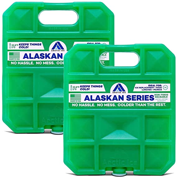 Arctic Ice Alaskan Series Reusable Ice Pack for Coolers, Lunch Boxes, Camping, Fishing, Hunting and More, Freezes at 33.8F (2-Pack)