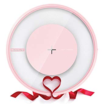 LIMITED EDITION Qi Fast Wireless Charger Charging Pad Stand for Apple iPhone X, iPhone 8/8 Plus, Samsung Galaxy S9/S9 Plus/Note 8/S8/S8 Plus, Nexus 7/6 and All Qi-Enabled Devices [Smart Light] - Pink