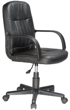 Comfort Products 60-5607M Mid-Back Leather Office Chair, Black