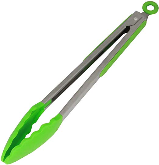 Chef Craft 13385 Premium Silicone Tongs, 12", Green