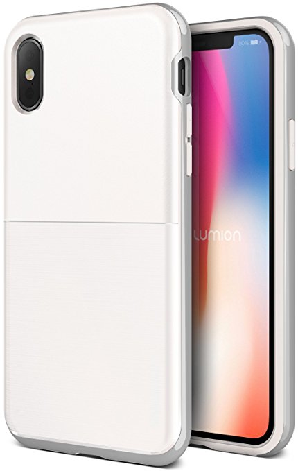 iPhone X Case, Dual Layer Rugged Hard Drop Protection Slim Thin Fit Full Body Heavy Duty [Wireless Charging Compatible] Cover For iPhone X / iPhone 10 by Lumion (Guardian S - White Silver)