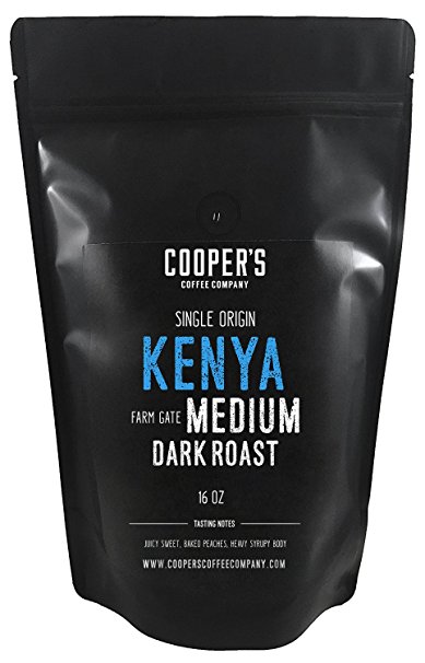 Kenya Medium-Dark Roast Coffee Beans, Micro Lot Single Origin Whole Bean Coffee, Farm Gate Direct Trade, Gourmet Coffee - 1lb Bag