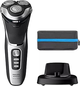 PHILIPS Norelco Electric Shavers for Men, Series 3000, Mens Shavers Electric Cordless Rechargeable, Wet & Dry Shaver with Pop-up Trimmer, Charging Stand and Storage Case