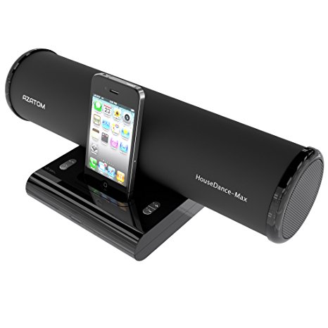 AZATOM® House Dance Black: iPod - iPhone - iPod Touch and Nano docking station speaker. Produces 24 Watts of High Quality Sound - Great Vocals and Deep Bass reproduction - Unique scratch resistant design - Full Remote control - The House Dance offers amazing sound and exceptional Value for Money