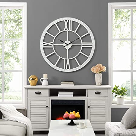 FirsTime & Co. White Big Time Clock, American Designed, White, 40 x 2 x 40 inches