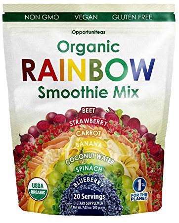 Organic Rainbow Smoothie Mix, Boost Your Health The Easy Way By Adding In Our Whole Food Fruit And Vegetable Superfood Powder Supplement To Your Next Shake, Fill The Nutrient Gaps In Your Diet