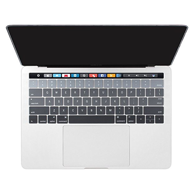 Dongke Ultra Thin Gradient Color Silicone Keyboard Protector Cover Skin for New Version MacBook Pro 13 (A1706) & MacBook Pro 15 (A1707) with Muti-Touch Bar (2017 & 2016 Release) (Gradient Grey)