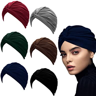 6 Pcs Pre Tied Knot Head Wraps for Women Turban African Headwrap