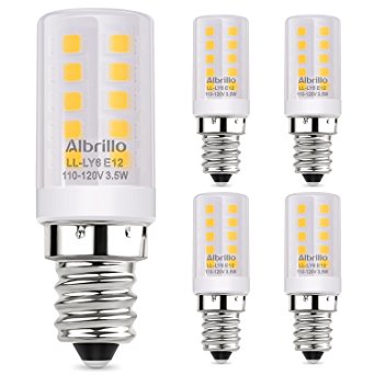 Albrillo E12 Bulb Candelabra Base 4W, 40 Watt Incandescent Bulb Equivalent, Warm White 3000K LED Ceiling Fan Bulbs, Non Dimmable, 5 Pack