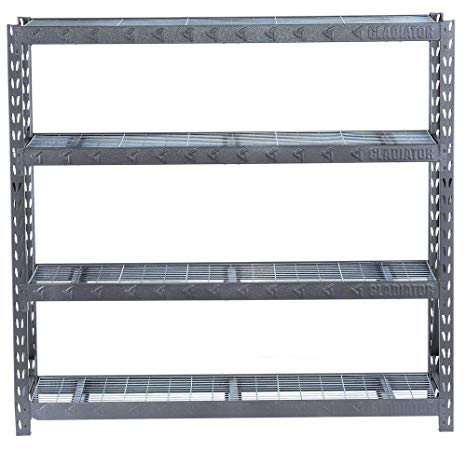 Gladiator 73 in. H x 77 in. W x 24 in. D 4-Shelf Welded Steel Garage Shelving Unit