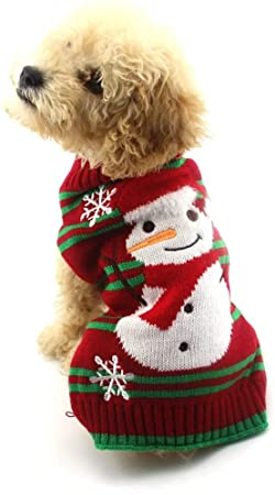 NACOCO Dog Snow Sweaters Thick Snowman Sweaters Xmas Dog Holiday Sweaters New Year Christmas Sweater Pet Clothes for Small Dog and Cat(Thick Snowman,L)