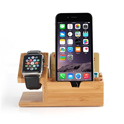 Apple Watch Stand,BAVIER Bamboo Wood Charge Dock,Charge Dock Holder,Bamboo Wood Charge Station/Cradle for Apple Watch,iPhone,smartphone,iPhone iPad and Smartphones and Tablets (Bamboo Wood B3)
