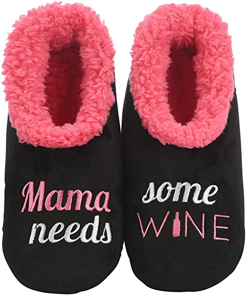Snoozies Slippers for Women - Pairables Womens Slippers - Mama Needs Some Wine