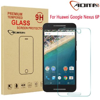 Aomax® For Huawei Google Nexus 6P Tempered Glass Screen Protector [Superslim 0.26mm,2.5D Round Edge,9H Hardness] [Retail Package] For Huawei Google Nexus 6P New
