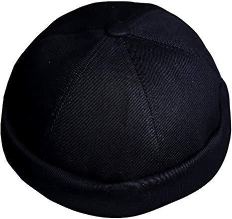 ByTheR Urban Unique Street Casual Solid Black Cotton Brim-Less Strap-Back Cap