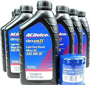 AC Delco DexosD 0w-20 Engine Oil and Oil Filter Change Kit For 3.0L Duramax Diesel LM2