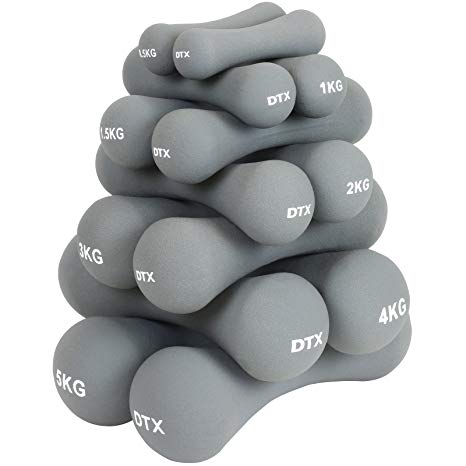 DTX Fitness Soft Touch Grey Dumbbells Hand Weights - Supplied in Pairs - Choice of Weight