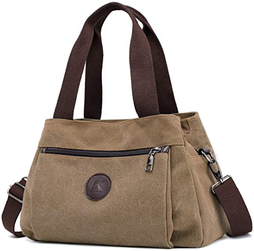 DOURR Hobo Handbags Canvas Crossbody Bag for Women, Multi Compartment Tote Purse Bags