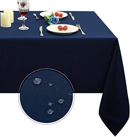 Obstal 210GSM Rectangle Table Cloth - Heavy Duty Water Resistance Microfiber Tablecloth, Decorative Fabric Table Cover for Outdoor and Indoor Use (Navy Blue,52x70 Inch)