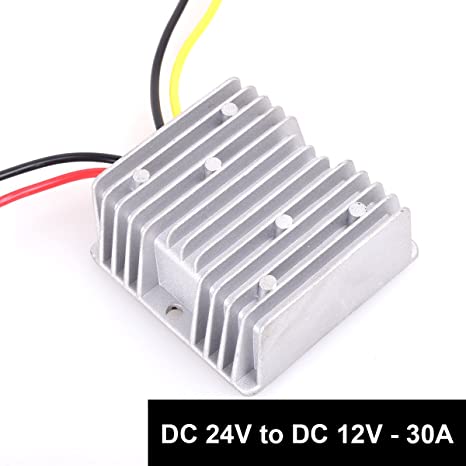 DC 24v to DC 12v 30A 360W Heavy Duty Power Supply Adapter Step Down Converter Voltage Changer Reducer Regulator for Auto Car Truck Vehicle Boat Solar System etc.(Accept DC15-40V Inputs)