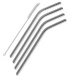 SipWell Stainless Steel Straws Set of 4 Free Cleaning Brush Included