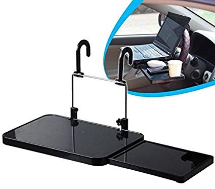 Multi-functional Steering Wheel Table Folding Car Computer Laptop Tablet Desk Mount Stand Auto Car Backseat Portable Pc Tray Table Car Dining Food Drink Table Cup Holder Black