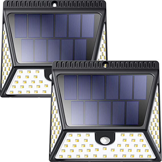 Solar Lights Outdoor, Luposwiten 82 LED Solar Powered Security Lights with 1640 LM, IP65 Wireless Waterproof Solar Security Lights for Outdoor Garden, Wall, Fence, Yard, Driveway, Pathway [2 Piece]