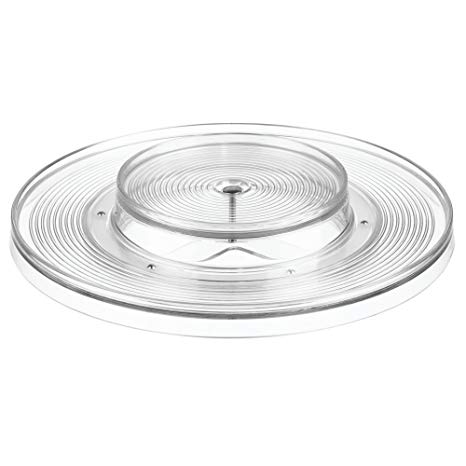 InterDesign Linus Lazy Susan Cabinet Turntable - 2-Tier Organizer Tray for Kitchen Pantry or Countertops - 11", Clear