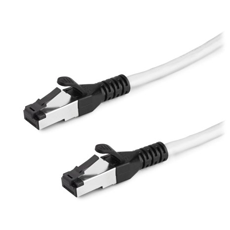 Aurum Cables High Performance Cat6a Snagless Shielded SSTP/SFTP Ethernet Patch Cable - White - 30 Feet
