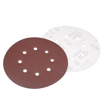 uxcell 10Pcs 7 Inch 8 Hole Hook and Loop Sanding Disc 120 Grit Flocking Sandpaper Random Orbital Sander Paper