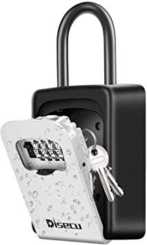 Disecu Key Lock Box Wall Mounted & Hanging Key Safe Lock Box, Portable Resettable Waterproof Combination Lockbox, Key Storage for Hotels, House Keys, Airbnb, Home, School, Office Wall Safe